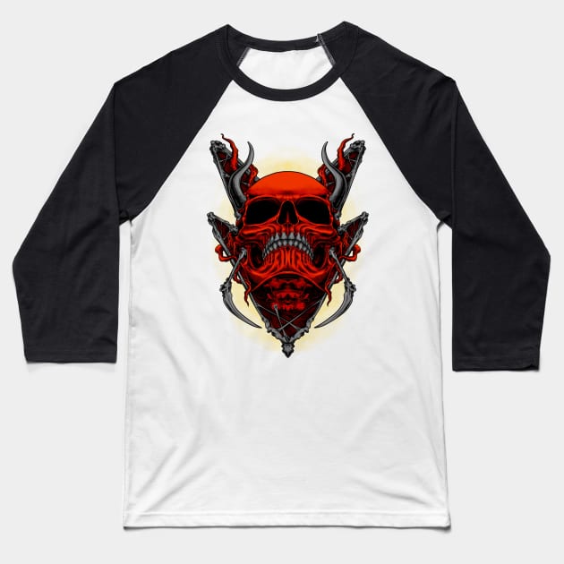 Red Skull #2 Baseball T-Shirt by faishalamri